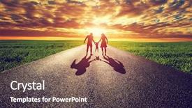  Presentation with walk - Presentation featuring future - family walk on long straight background and a tawny brown colored foreground