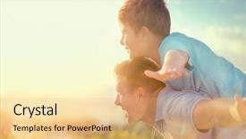  Presentation with free nature - Cool new PPT theme with future - happy father and son having backdrop and a yellow colored foreground