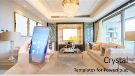  Presentation with smart home - Slides featuring future - mobile phone with smart home background and a coral colored foreground