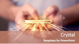  Presentation with future - Slide deck enhanced with future - person holding smarthphone with technology background and a coral colored foreground