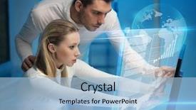  Presentation with man woman - Cool new presentation design with future - picture of man and woman backdrop and a light blue colored foreground