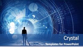  Presentation with suitcase - Slide set featuring future - rear view of businessman background and a ocean colored foreground