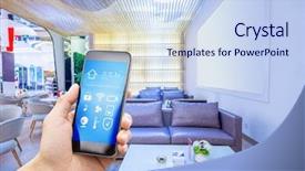  Presentation with smart home - PPT layouts having future - smart phone with smart home background and a sky blue colored foreground
