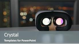  Presentation with virtual reality - Theme enhanced with future - virtual reality device play video background and a gray colored foreground