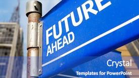  Presentation with future - PPT layouts with future ahead blue road sign background and a teal colored foreground
