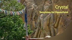  Presentation with village india - PPT layouts enhanced with future buddha or maitreya buddha background and a tawny brown colored foreground