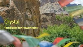  Presentation with village india - Colorful PPT layouts enhanced with future buddha or maitreya buddha backdrop and a tawny brown colored foreground