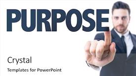  Presentation with business purpose - Slide set consisting of future canvas corporation - business man pointing the text background and a white colored foreground