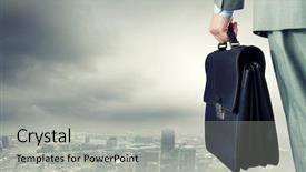  Presentation with suitcase - PPT layouts enhanced with future career - back view of businessman background and a light gray colored foreground