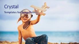  Presentation with toy - Colorful presentation theme enhanced with future career - small boy playing with toy backdrop and a sky blue colored foreground