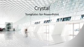  Presentation with function hall - Theme with future city - airport center hall background and a light gray colored foreground