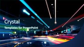  Presentation with future city - Presentation design having future city - colourful street background and a navy blue colored foreground