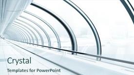  Presentation with airport city - Amazing theme having future city - contemporary hallway of airport backdrop and a sky blue colored foreground