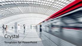  Presentation with airport city - Amazing PPT layouts having future city - interior of the modern mall backdrop and a light gray colored foreground