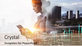  Presentation with future city - Presentation theme enhanced with future city - modern business lifestyle mixed media background and a coral colored foreground