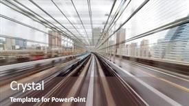  Presentation with rail - PPT layouts featuring future city - motion blue of a japanese background and a tawny brown colored foreground