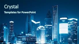  Presentation with china shanghai - Theme having future city - scene of shanghai china background and a navy blue colored foreground