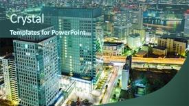  Presentation with future city - Beautiful PPT layouts featuring future city - tokyo cityscape at night backdrop and a ocean colored foreground