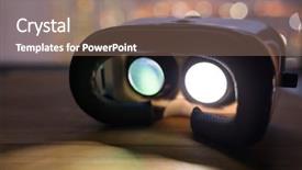  Presentation with virtual reality - Beautiful theme featuring future city - virtual reality playing music video backdrop and a coral colored foreground