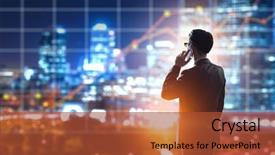  Presentation with talk - Slides with future communication - businessman having mobile talk background and a red colored foreground