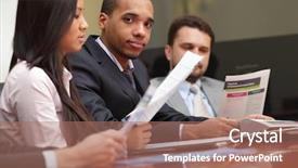  Presentation with african american meeting - Slides consisting of future communication - multi ethnic business team background and a coral colored foreground