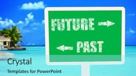  Presentation with future - Amazing slides having future concept wooden sign board backdrop and a arctic colored foreground