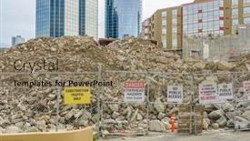  Presentation with construction site construction - Presentation design enhanced with future-construction-site-demolition-stage background and a  colored foreground