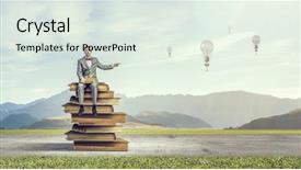  Presentation with holy quran old book - Beautiful presentation theme featuring future culture - businessman with old book mixed backdrop and a sky blue colored foreground