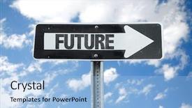 Presentation with direction - Presentation theme having future direction sign with sky background and a light blue colored foreground