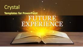  Presentation with experience - Slides having future-experience-inscription-coming-out background and a tawny brown colored foreground