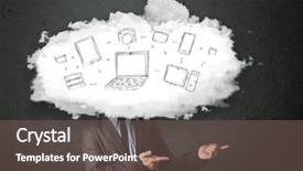  Presentation with networking world globalization global business - Colorful presentation theme enhanced with future information technology - professional business man with cloud backdrop and a gray colored foreground