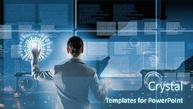  Presentation with agar media - Slide set enhanced with future leader - image of businesswoman pushing icon background and a ocean colored foreground