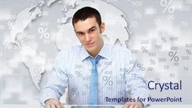  Presentation with notebook - Presentation theme enhanced with future leader - young business person working background and a lemonade colored foreground