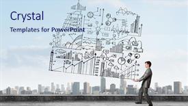  Presentation with business plan - Audience pleasing presentation theme consisting of future leader - young businessman carrying his great backdrop and a sky blue colored foreground