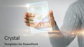  Presentation with close up garlic bulbs - Slide set featuring future mobile smartphone technology - close up of man holding background and a light gray colored foreground