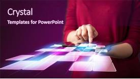  Presentation with hand holding pencil - PPT layouts with future mobile technology - close up of hand holding background and a  colored foreground