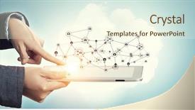  Presentation with connecting people - Cool new PPT theme with future mobile technology - devices connecting people backdrop and a cream colored foreground