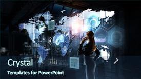  Presentation with global strategy - Colorful slides enhanced with future mobile technology - her strategy of global business backdrop and a  colored foreground