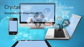  Presentation with artificial neural network structure fragment - PPT theme consisting of future mobile technology - magic newtechnology with social network background and a light blue colored foreground