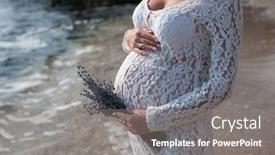  Presentation with pregnant mother - Slide set with future-mother-belly-pregnant-woman background and a gray colored foreground