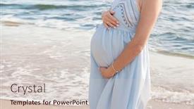  Presentation with pregnant mother - PPT layouts consisting of future-mother-hug-her-belly background and a soft green colored foreground