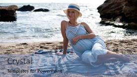  Presentation with future - Presentation featuring future-mother-sitting-near-ocean background and a teal colored foreground