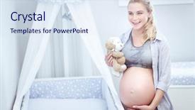 Presentation with pregnant mother - Presentation theme having waiting s - cute pregnant woman at home background and a sky blue colored foreground