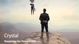  Presentation with future - Beautiful presentation featuring future nature - businessman standing on a peak backdrop and a coral colored foreground