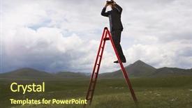  Presentation with businessman climbing the career ladder - Presentation theme enhanced with future nature - full length of businessman background and a tawny brown colored foreground