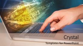  Presentation with notebook - Presentation theme featuring notebook with future number technology background and a coral colored foreground