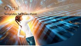  Presentation with virtual technology - Slides having future-of-virtual-technology-mixed background and a coral colored foreground