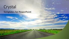  Presentation with spectacular - PPT theme enhanced with future path - road going straight ahead background and a lemonade colored foreground