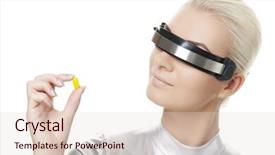  Presentation with cyber - PPT theme having future pills - beautiful cyber woman background and a lemonade colored foreground