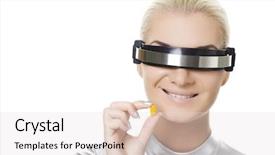  Presentation with healthcare cyber - Cool new presentation theme with future pills - beautiful cyber woman backdrop and a  colored foreground